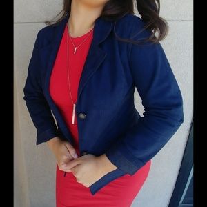 Suede Navy Blue Blazer